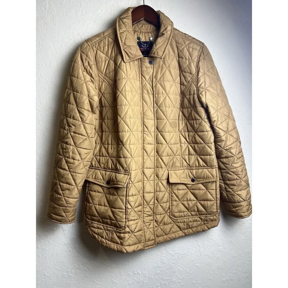 Isaac Mizrahi Live Womens Size Medium  Quilted Puffer Jacket Coat Leopard Lining - Picture 3 of 7